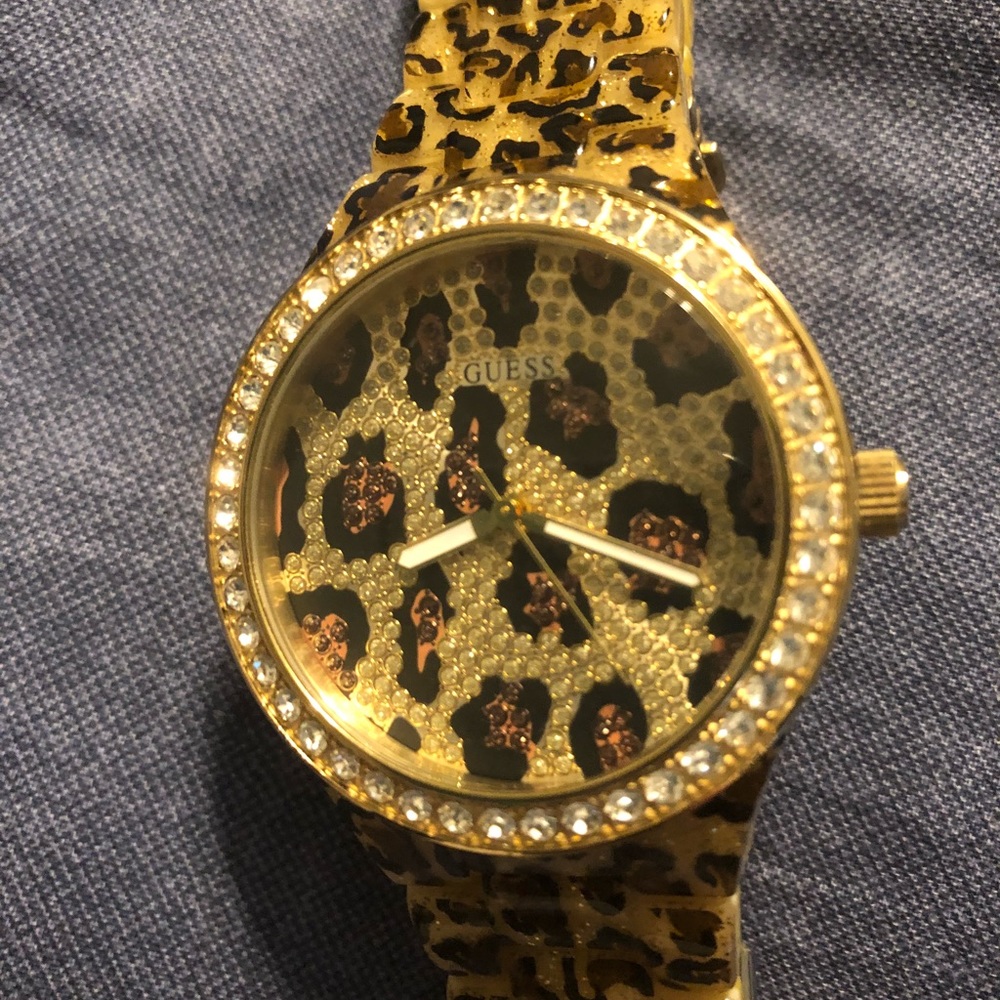 Guess animal print and crystal watch